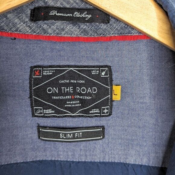 On the Road Traveler's Collection Cobalt Blue Button Down Dress Shirt size L - Picture 12 of 12